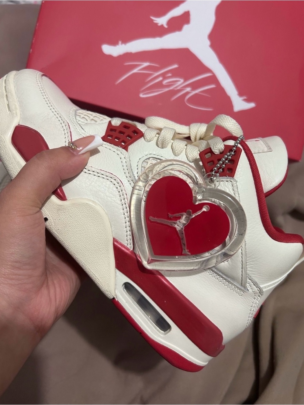 Jordan White and Red Retro Low-Top Sneakers valentine drop